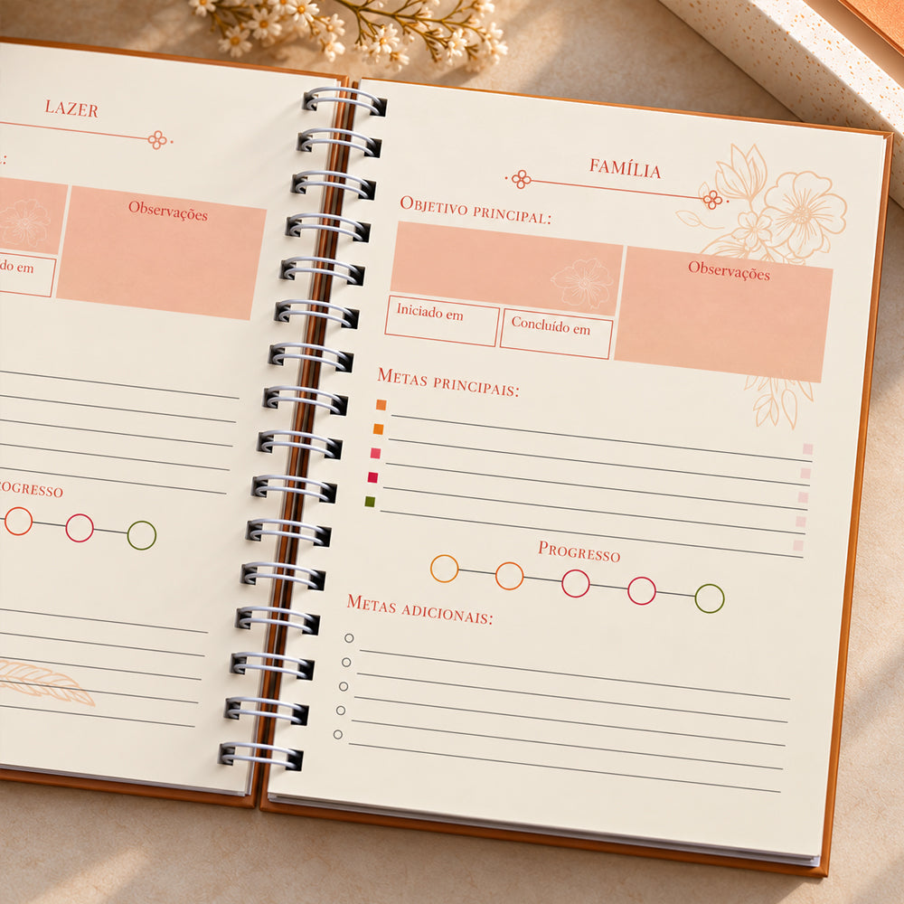 Capa de Planner Contando os Meus Dias | Capa Dourada Floral — item do Kit Devocional Moldadas | 365 Dias com as Mulheres da Bíblia | Rute Salviano e Karina Bonello + Planner Contando os Meus Dias | Capa Dourada Floral · foto 9