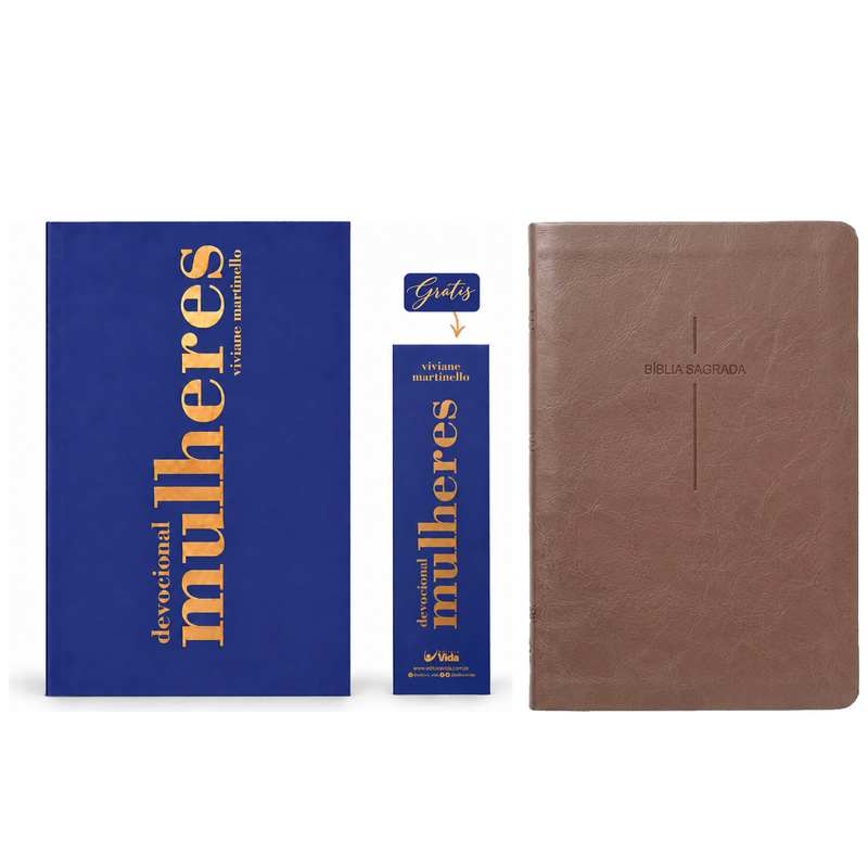 Kit Devocional Mulheres 2027 | Viviane Martinello + Bíblia Slim NVI | Poder da Cruz | Capa Luxo Fendi
