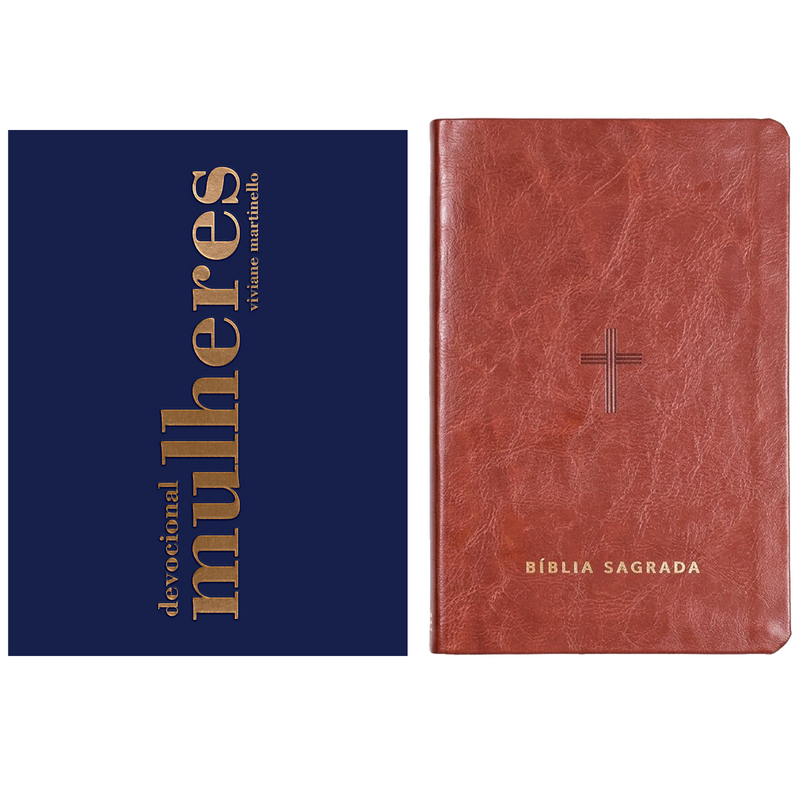 Kit Devocional Mulheres 2027 | Viviane Martinello + Bíblia Slim NVT | Poder da Cruz | Capa Luxo Marrom