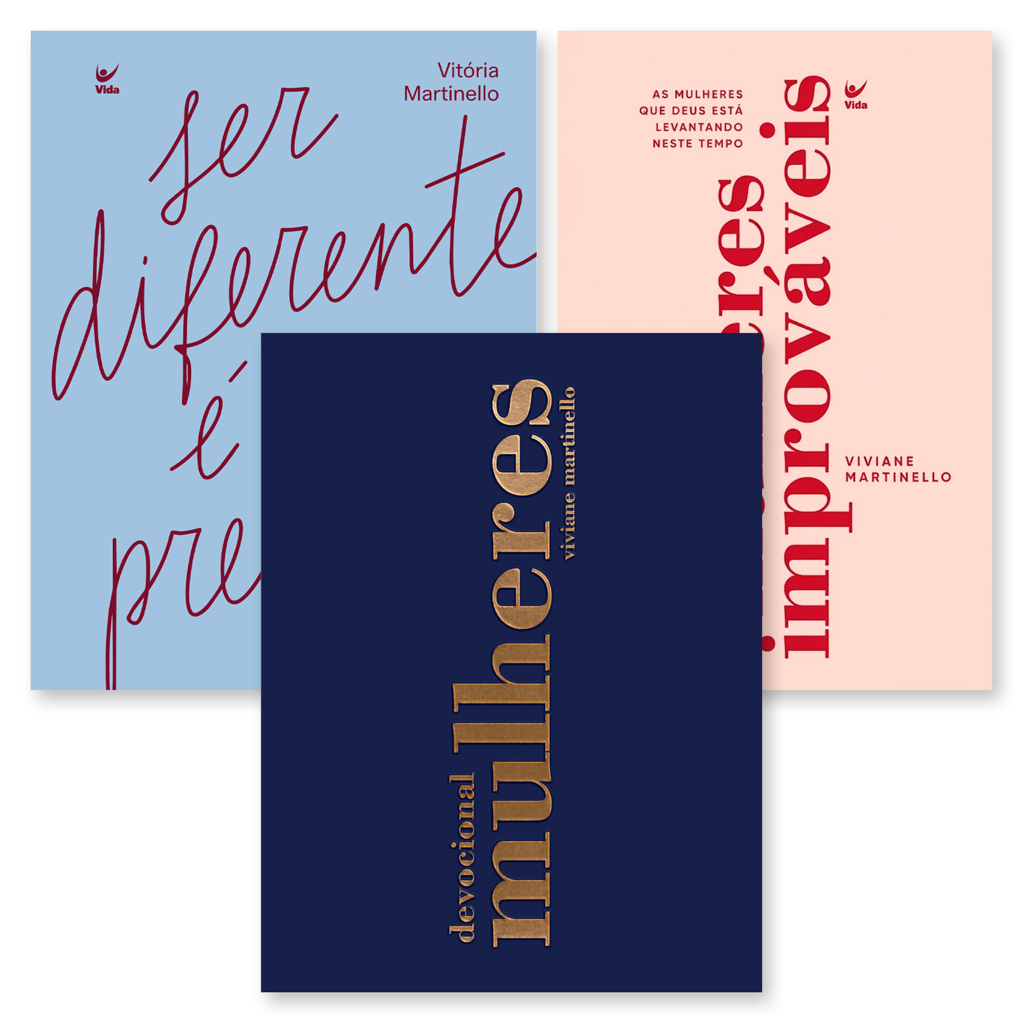 Kit Devocional Mulheres 2027 | Viviane Martinello + Ser Diferente é Um Presente | Vitória Martinello + Mulheres Improváveis | Viviane Martinello
