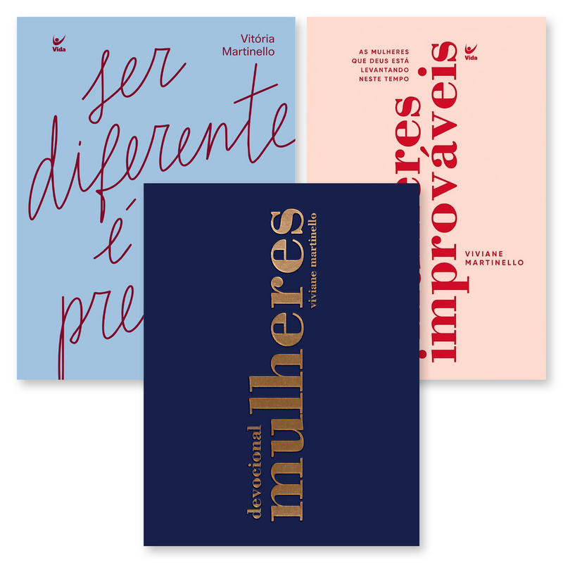Kit Devocional Mulheres 2027 | Viviane Martinello + Ser Diferente é Um Presente | Vitória Martinello + Mulheres Improváveis | Viviane Martinello