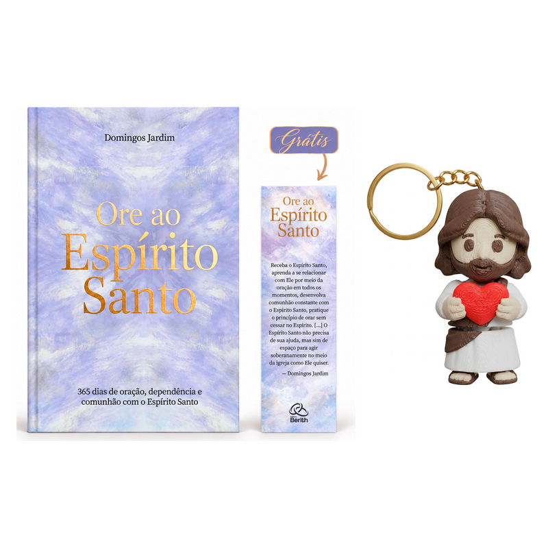 Kit Devocional Ore ao Espírito Santo | Domingos Jardim + Chaveiro Articulado 3D | Jesus