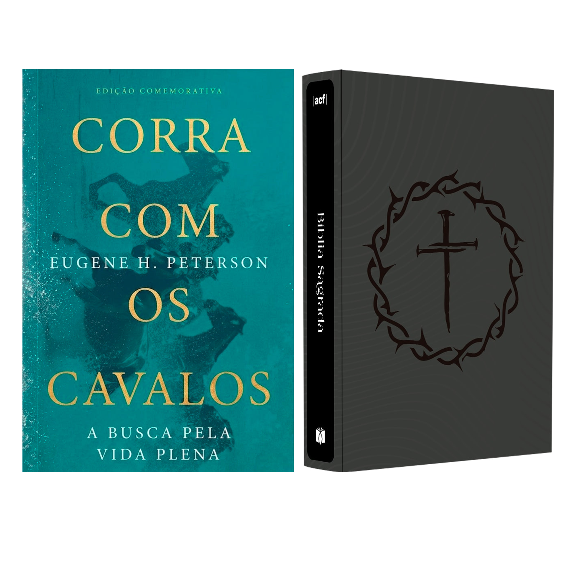 Kit Dia dos Pais - Bíblia Sagrada Cruz | ACF | Letra Normal | Capa Brochura + Corra Com Os Cavalos | Eugene H. Peterson | Edição Comemorativa