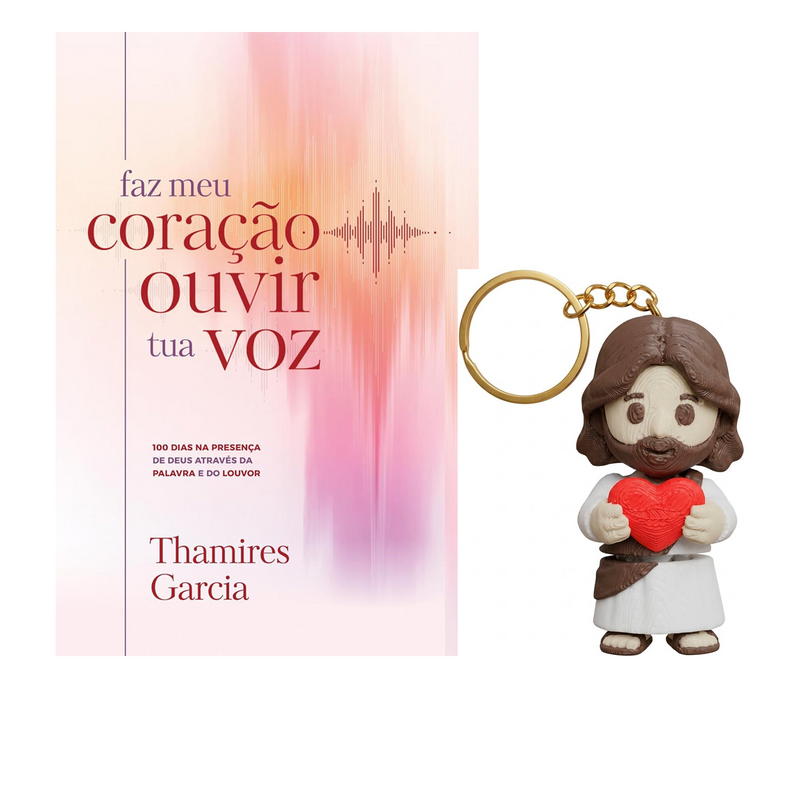 Kit Faz Meu Coração Ouvir Tua Voz | Thamires Garcia + Chaveiro Articulado 3D | Jesus