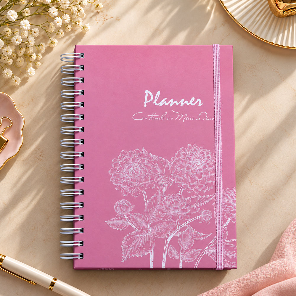 Capa de Planner Contando os Meus Dias | Capa Dálias Rosa — item do Kit Faz Meu Coração Ouvir Tua Voz | Thamires Garcia + Planner Contando os Meus Dias | Capa Dálias Rosa · foto 3