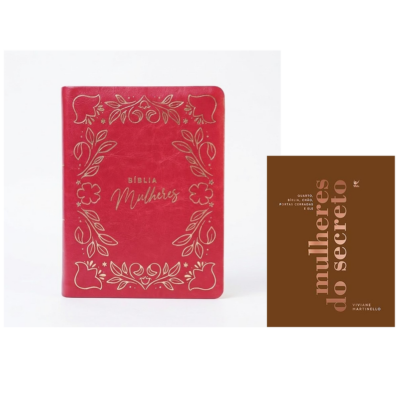 Kit Mulheres do Secreto + Bíblia Mulheres Frame e Floral | Viviane Martinello | NVT | Capa Luxo Rosa