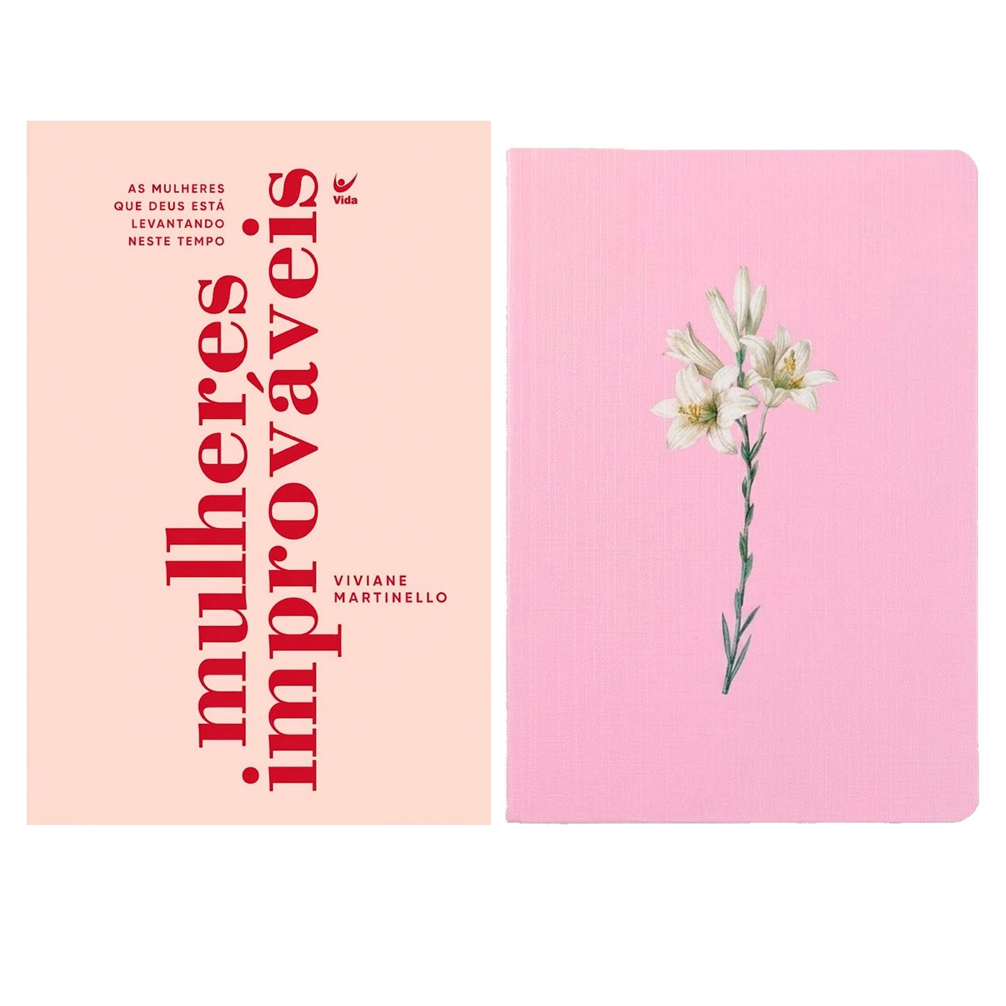 Kit Mulheres Improváveis | Viviane Martinello + Bloco de Anotações Lírios Rosa | Capa Brochura