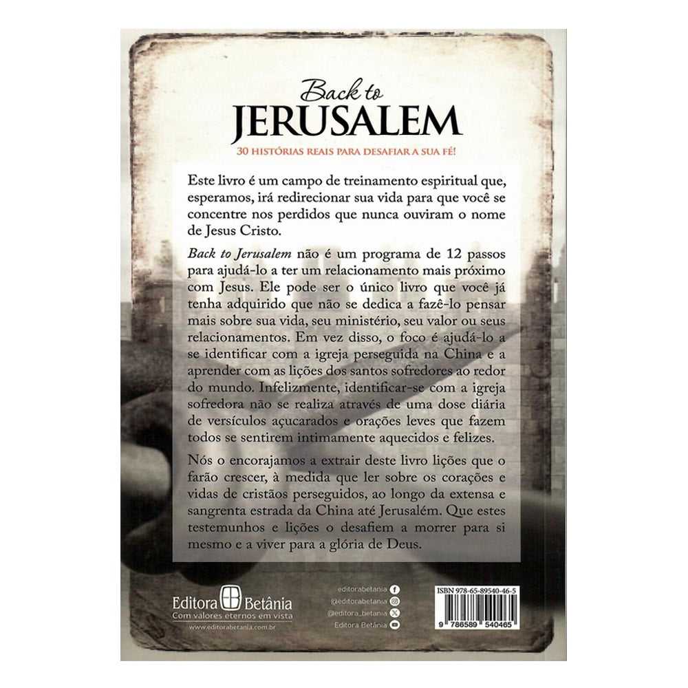 Capa de Back to Jerusalem | Eugene Bach — item do Kit O Homem do Céu | Irmão Yun e Paul Hattaway + Back to Jerusalem | Eugene Bach · foto 2