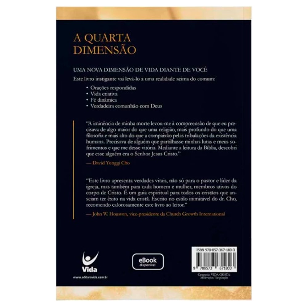 Capa de A Quarta Dimensão | David Paul Yonggi Cho — item do Kit Oração, a Chave do Avivamento + A Quarta Dimensão | David Paul Yonggi Cho · foto 2
