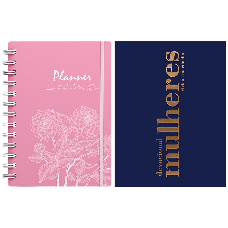 Kit Planner Contando os Meus Dias | Capa Dálias Rosa + Devocional Mulheres 2027 | Viviane Martinello
