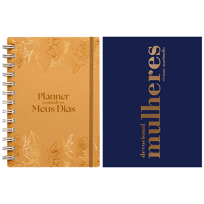 Kit Planner Contando os Meus Dias | Capa Dourada Floral + Devocional Mulheres 2027 | Viviane Martinello