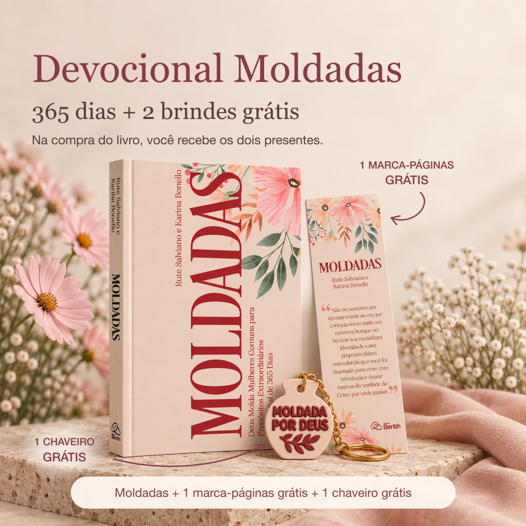Capa de Devocional Moldadas | 365 Dias com as Mulheres da Bíblia | Rute Salviano e Karina Bonello — item do Kit Ser Diferente é Um Presente | Vitória Martinello + Devocional Moldadas | 365 Dias com as Mulheres da Bíblia | Rute Salviano e Karina Bonello · foto 2