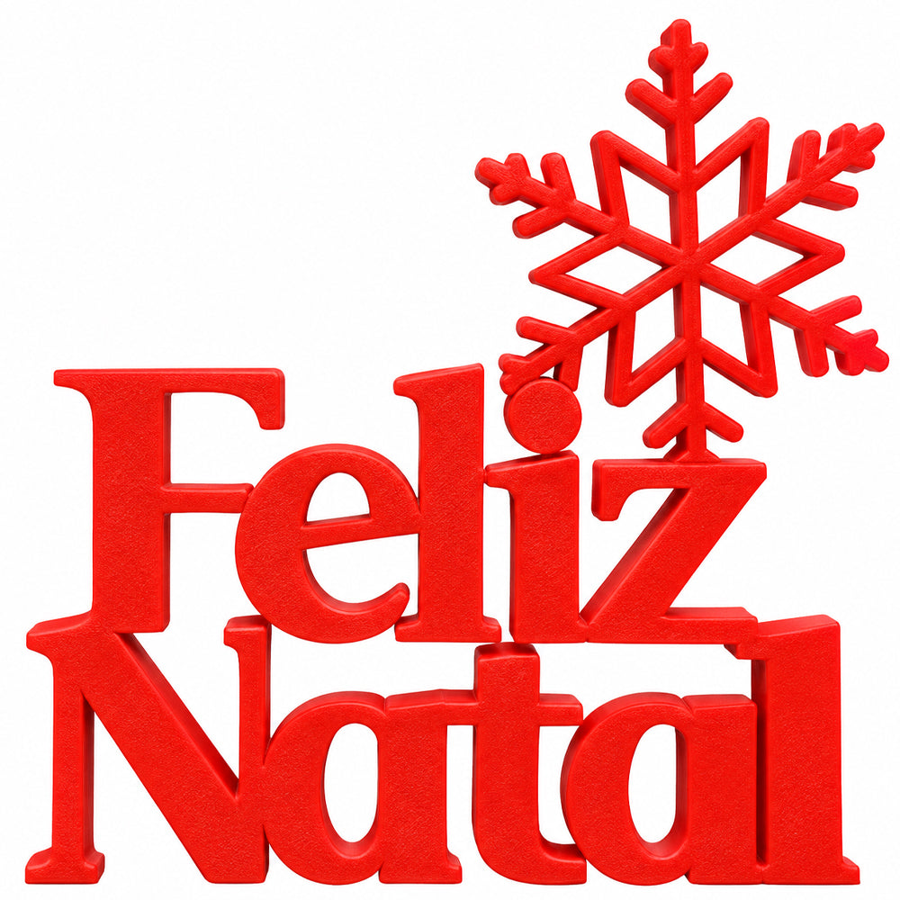 Letreiro 3D | Feliz Natal Com Floco de Neve