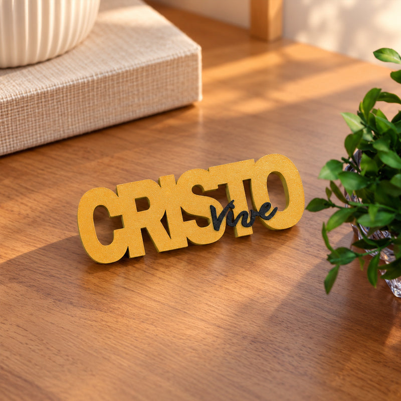 Letreiro Decorativo  3D | Cristo Vive Amarelo