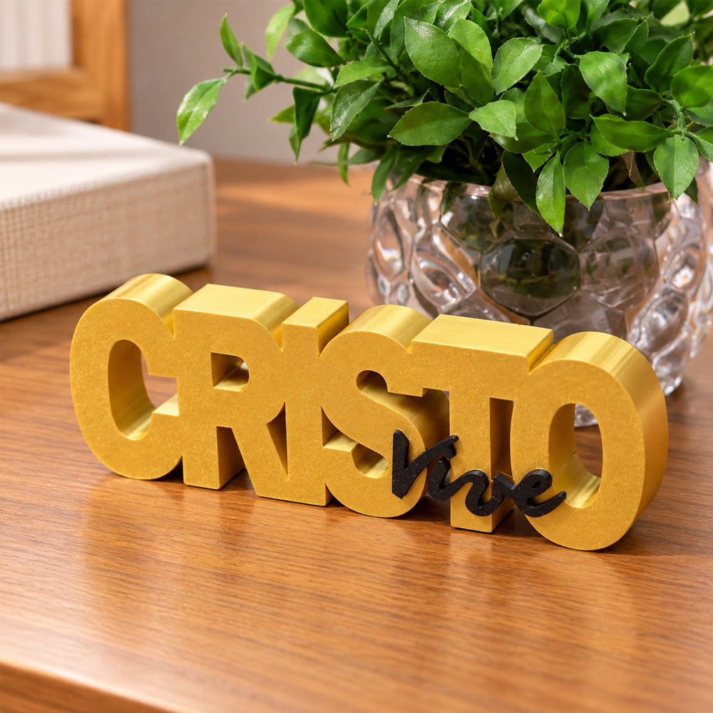 Letreiro Decorativo  3D | Cristo Vive Amarelo