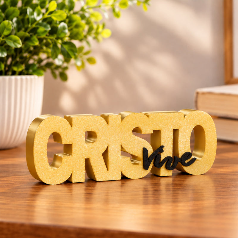 Letreiro Decorativo  3D | Cristo Vive Amarelo