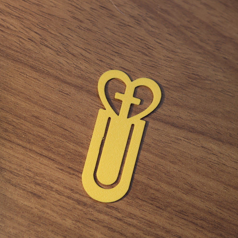 Marca Página 3D | Coração e Cruz Amarelo