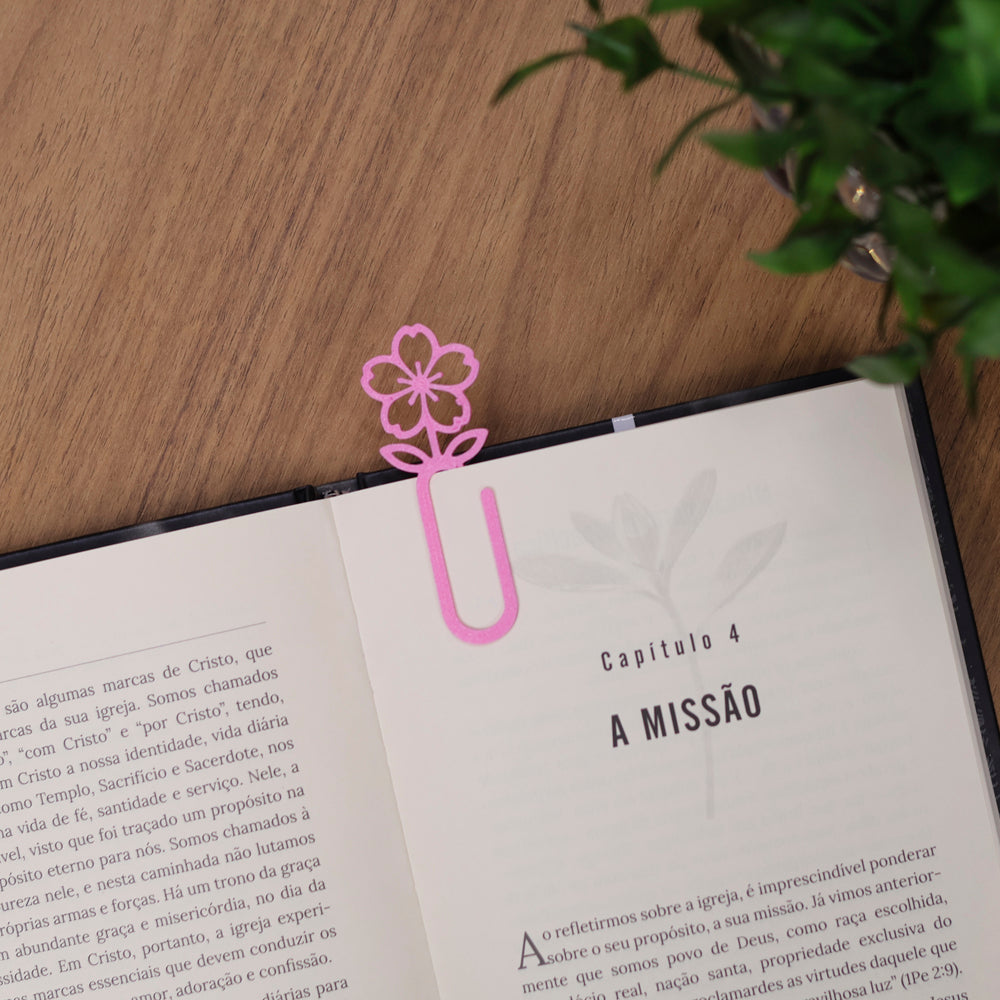 Marca Página 3D | Flor Cerejeira Rosa