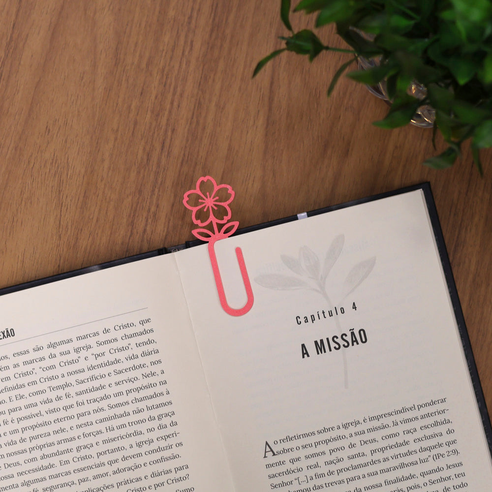 Marca Página 3D | Flor  Cerejeira Rosa Coral