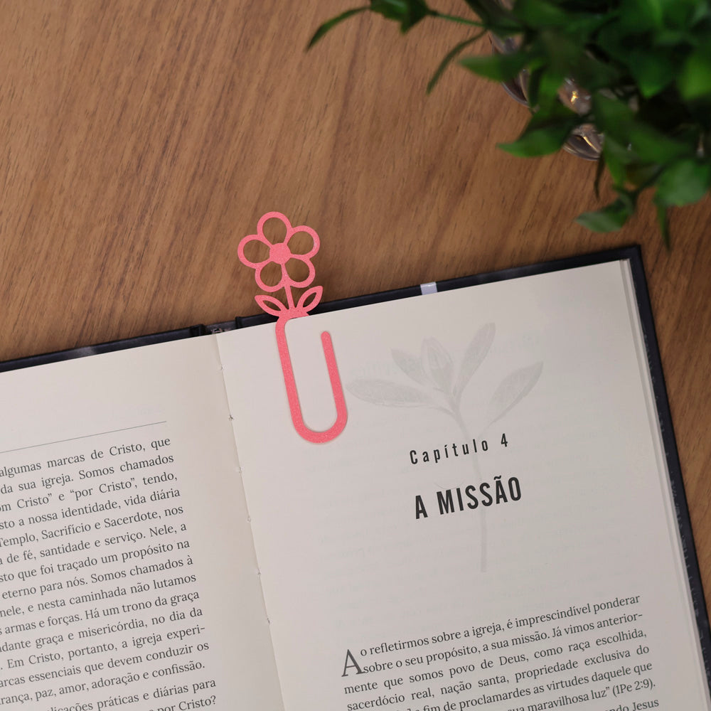 Marca Página 3D | Flor Rosa Coral