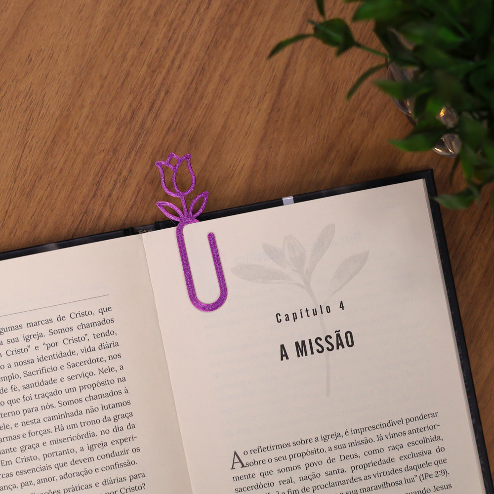 Marca Página 3D | Flor Tulipa Lilás