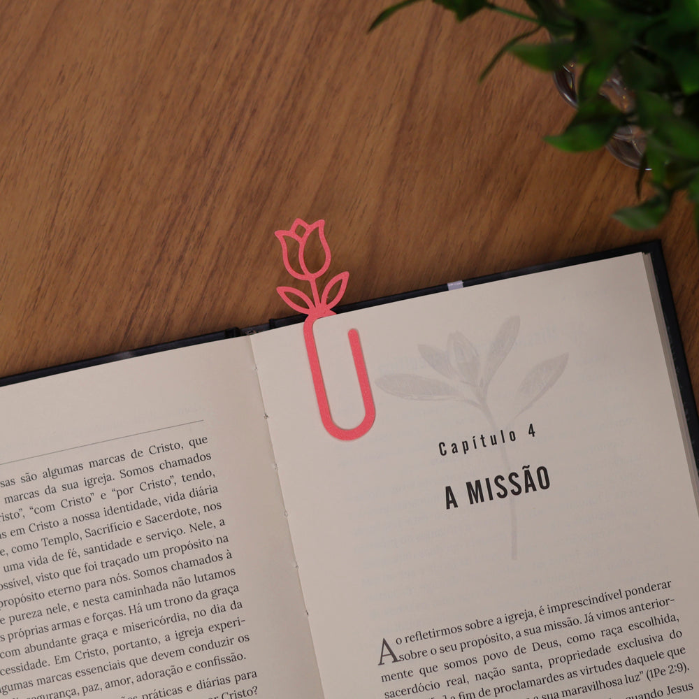 Marca Página 3D | Flor Tulipa Rosa Coral