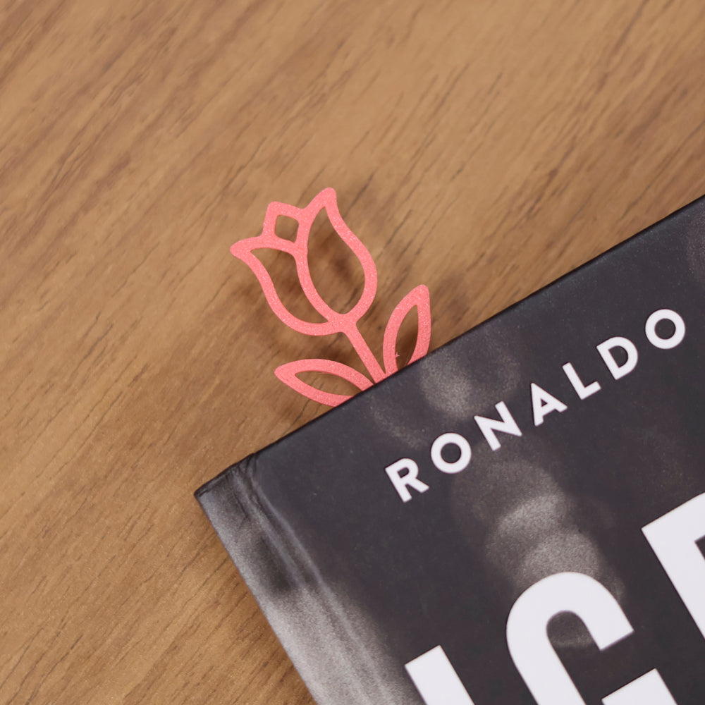 Marca Página 3D | Flor Tulipa Rosa Coral