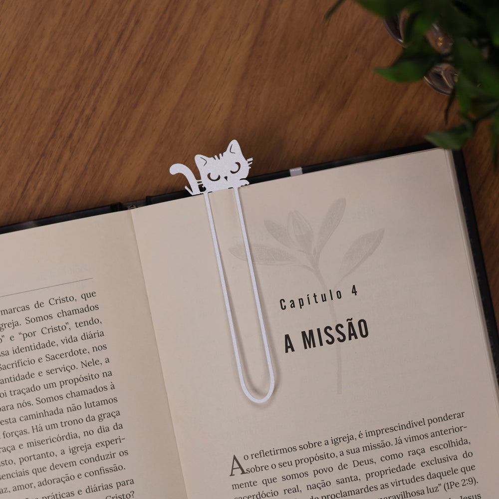 Marca Página 3D | Gato Dorminhoco Branco