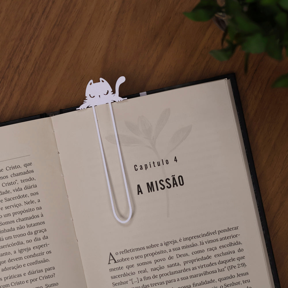 Marca Página 3D | Gato Floco Branco