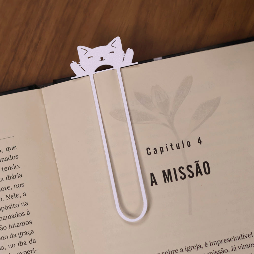 Marca Página 3D | Gato Fofura Branco