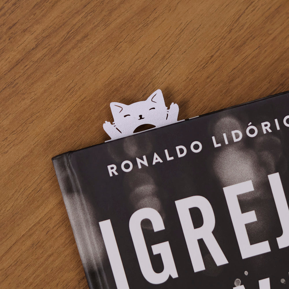 Marca Página 3D | Gato Fofura Branco