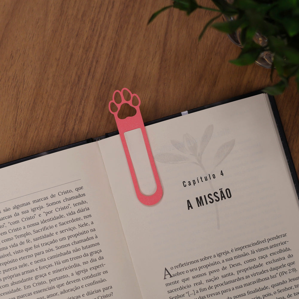 Marca Página 3D | Patinha Canina Média Rosa Coral