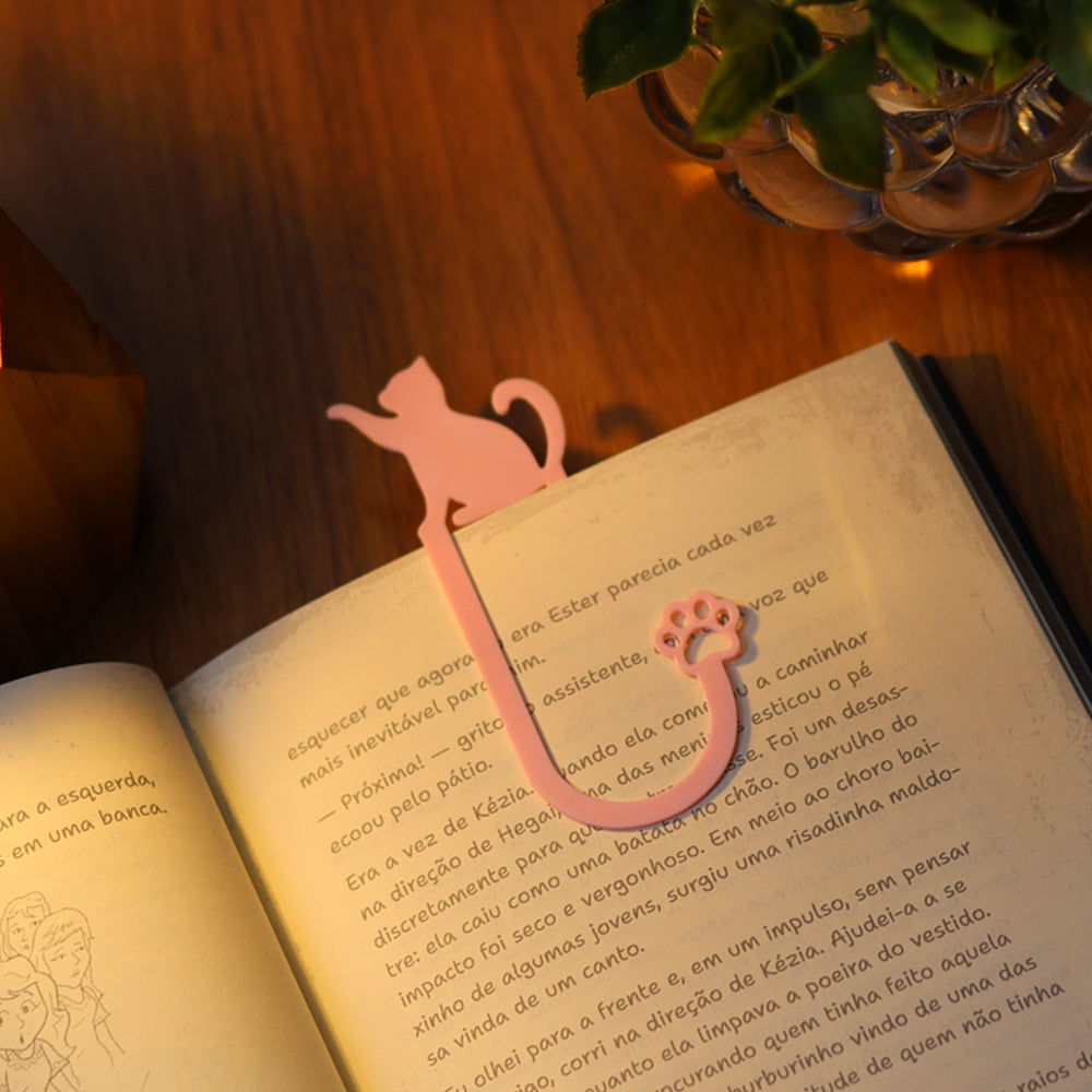 Marca Página 3D | Perfil Gato Rosa