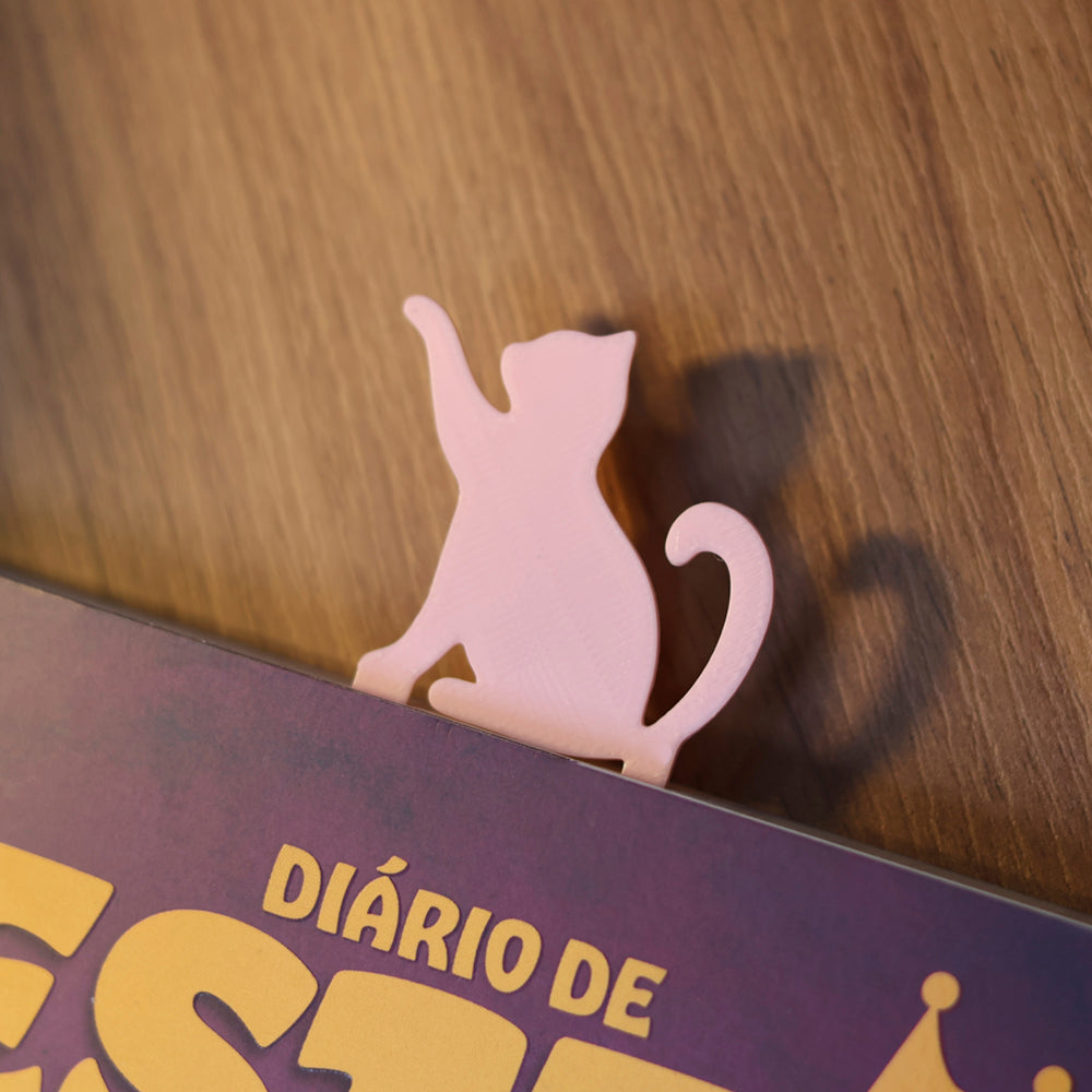 Marca Página 3D | Perfil Gato Rosa