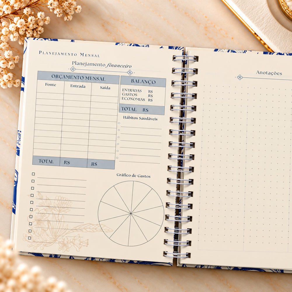 Planner Contando os Meus Dias | Capa Floral Clássica