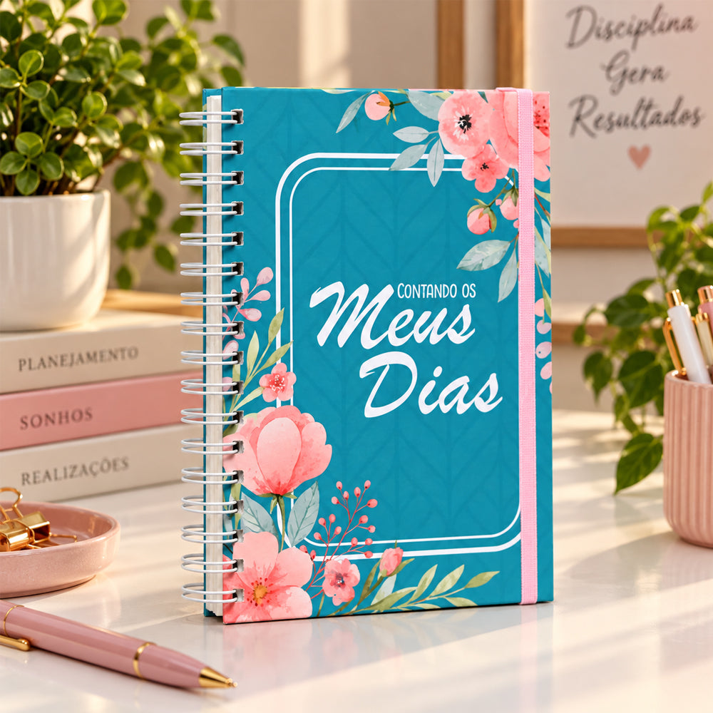 Planner Contando os Meus Dias | Capa Floral Verde