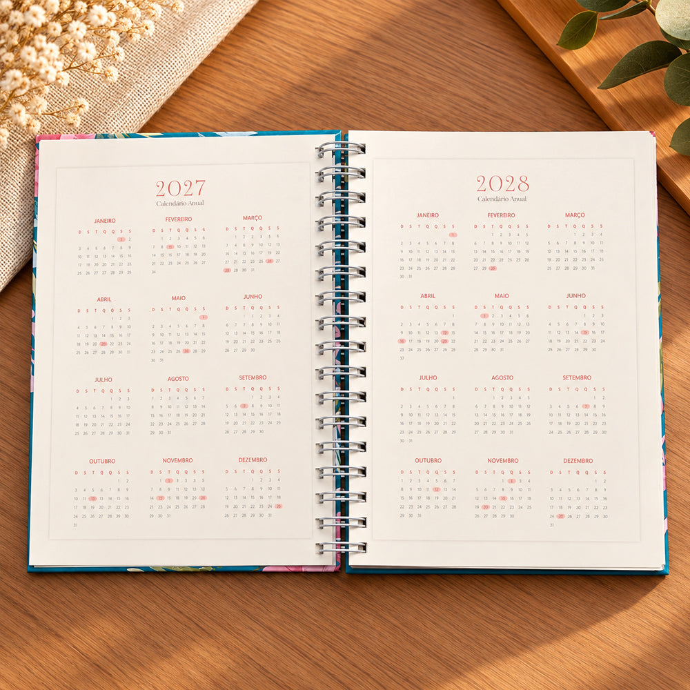 Planner Contando os Meus Dias | Capa Floral Verde