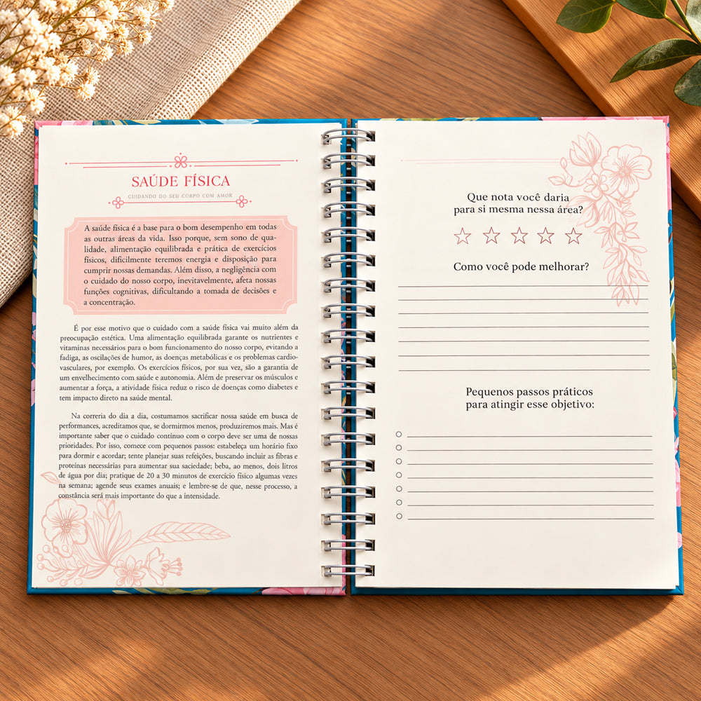 Planner Contando os Meus Dias | Capa Floral Verde