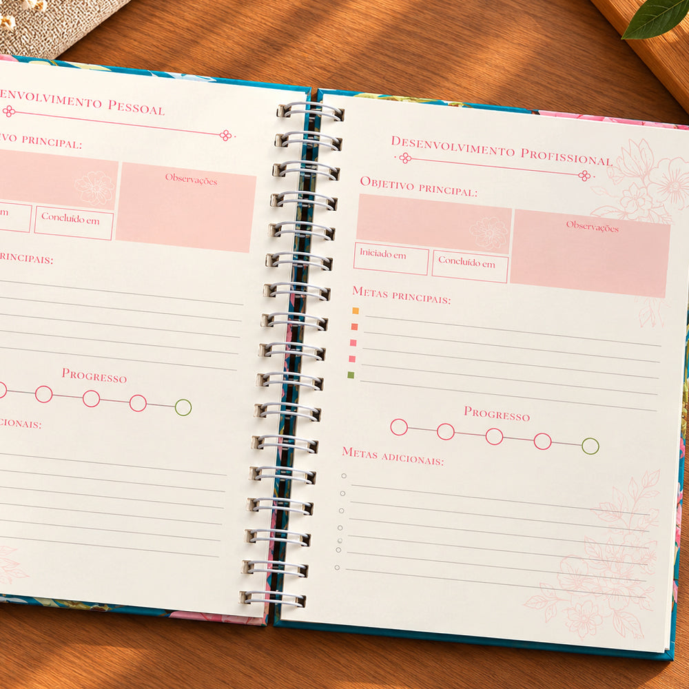Planner Contando os Meus Dias | Capa Floral Verde