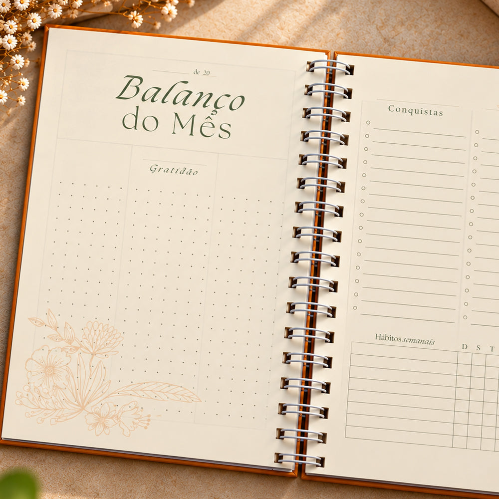 Planner Contando os Meus Dias | Capa Rosas